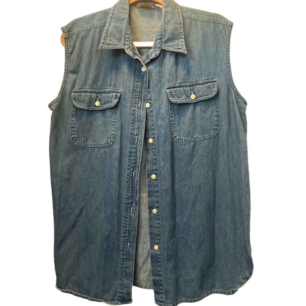 American Rave Bluejean Vest Pearl Buttons 100% Cotton  Western Cowgirl Layering